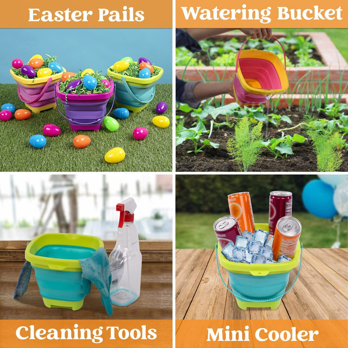 Collapsible Basket Buckets Sand Buckets For Kids With Shovel